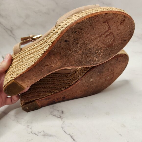 Taryn Rose Tan Leather Espadrille Wedges Sandals Laser Cut W/ Dust Bag 7.5 - Picture 7 of 9
